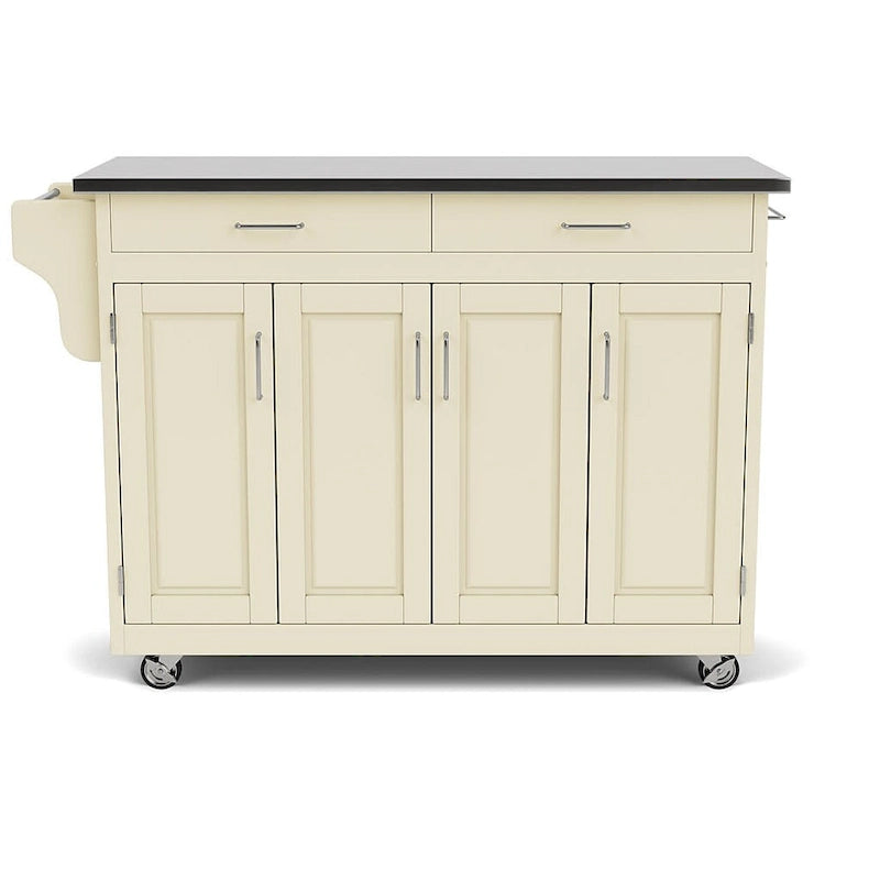 White Kitchen Cart with Stainless Steel Top, for 1