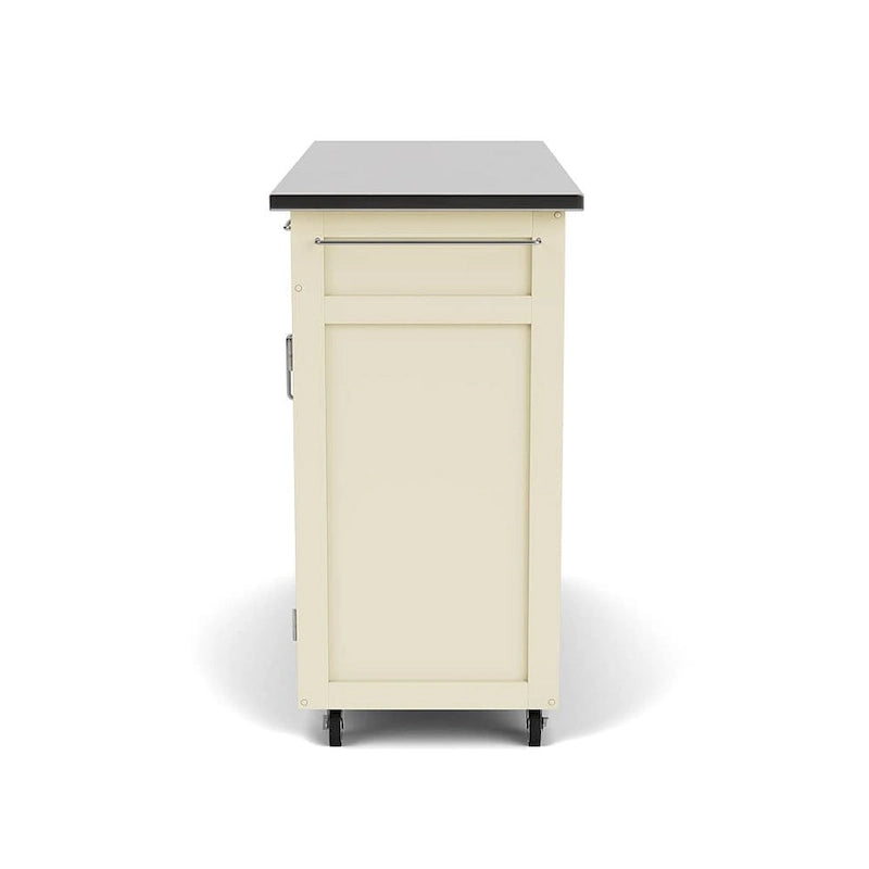 White Kitchen Cart with Stainless Steel Top, for 1