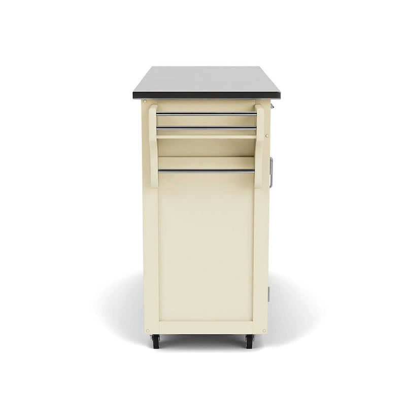 White Kitchen Cart with Stainless Steel Top, for 1