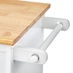 White Rolling Kitchen Cart with Storage, 2-Door Cabinet & Drawer