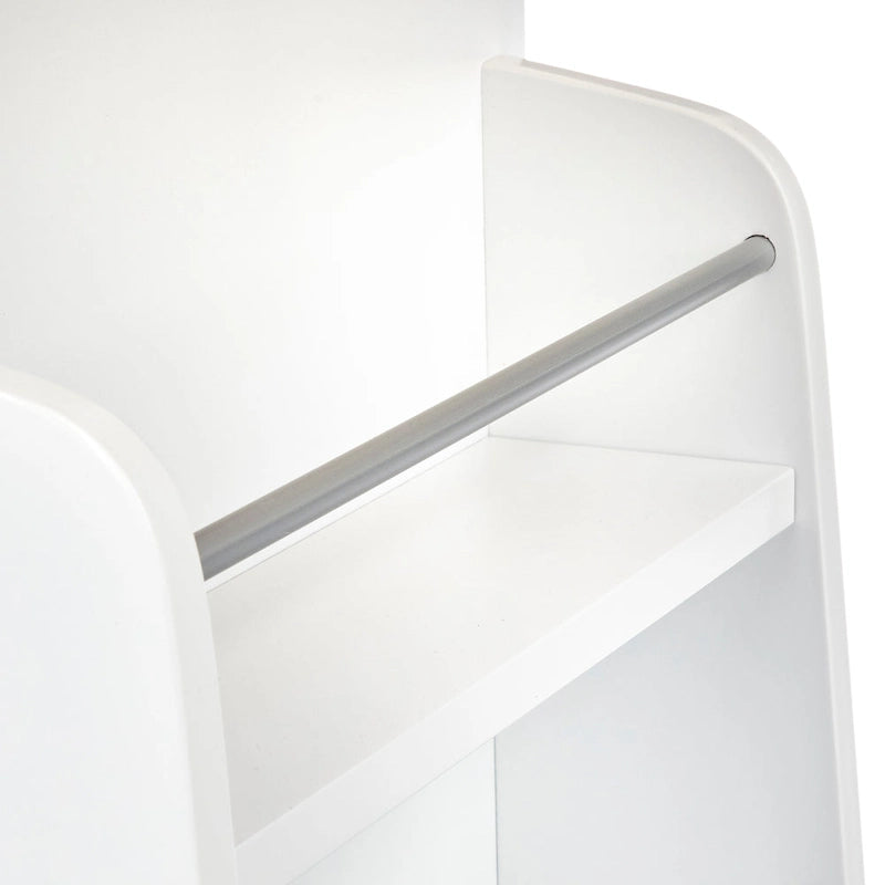 White Rolling Kitchen Cart with Storage, 2-Door Cabinet & Drawer