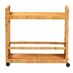 Natural Brown 2-Tier Rattan & Teak Wood Kitchen Cart, for 1 Unit