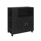 Black Rolling Kitchen Cart with Storage Cabinet, 1-Person