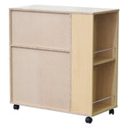 Black Rolling Kitchen Cart with Storage Cabinet, 1-Person