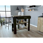 Black/Light Oak Kitchen Island, 2 Shelves, 1 Drawer, 40"