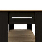 Black/Light Oak Kitchen Island, 2 Shelves, 1 Drawer, 40"