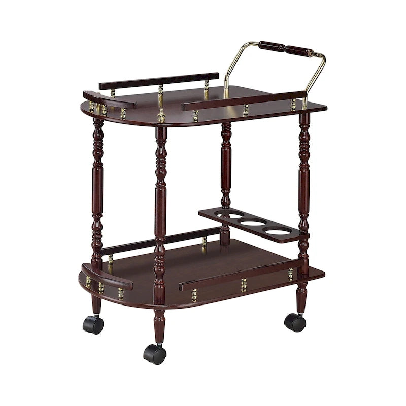 Merlot & Brass 2-Tier Serving Cart