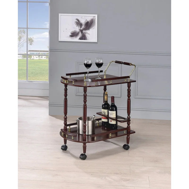 Merlot & Brass 2-Tier Serving Cart