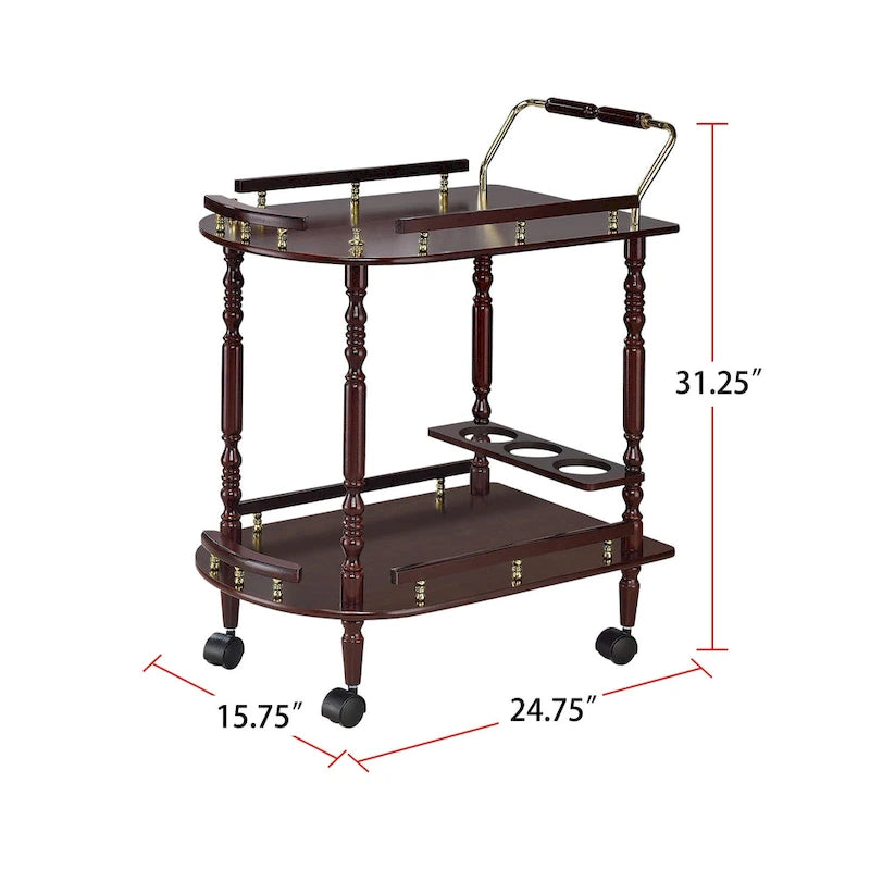 Merlot & Brass 2-Tier Serving Cart