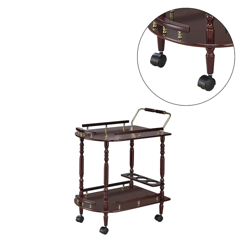 Merlot & Brass 2-Tier Serving Cart