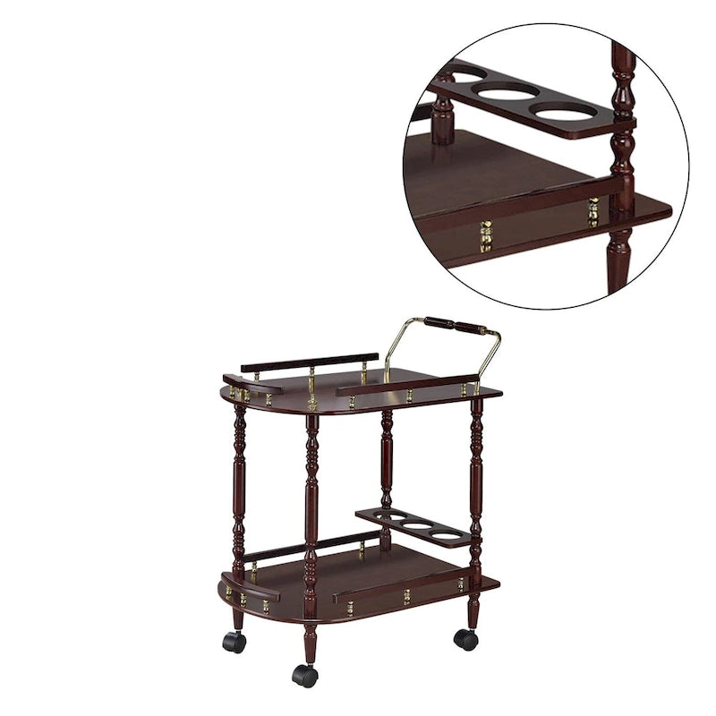 Merlot & Brass 2-Tier Serving Cart