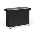 Off-White / Black Wood Kitchen Cart with Stainless Steel Top, 1 Unit