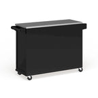 Off-White / Black Wood Kitchen Cart with Stainless Steel Top, 1 Unit