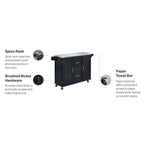 Off-White / Black Wood Kitchen Cart with Stainless Steel Top, 1 Unit