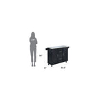 Off-White / Black Wood Kitchen Cart with Stainless Steel Top, 1 Unit