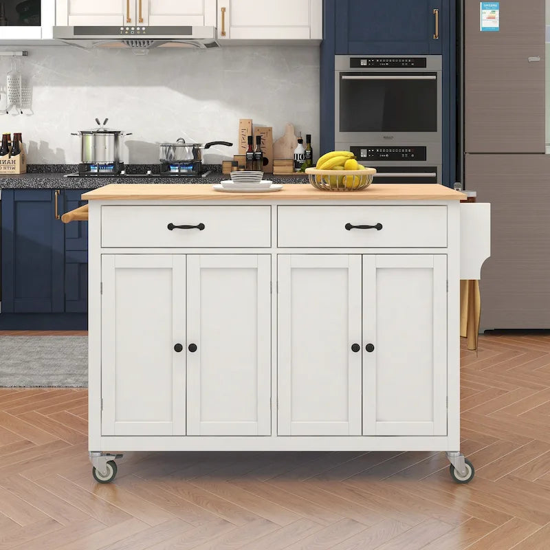 Green / Black / Grey / White Kitchen Island Cart, 4-Door, Single