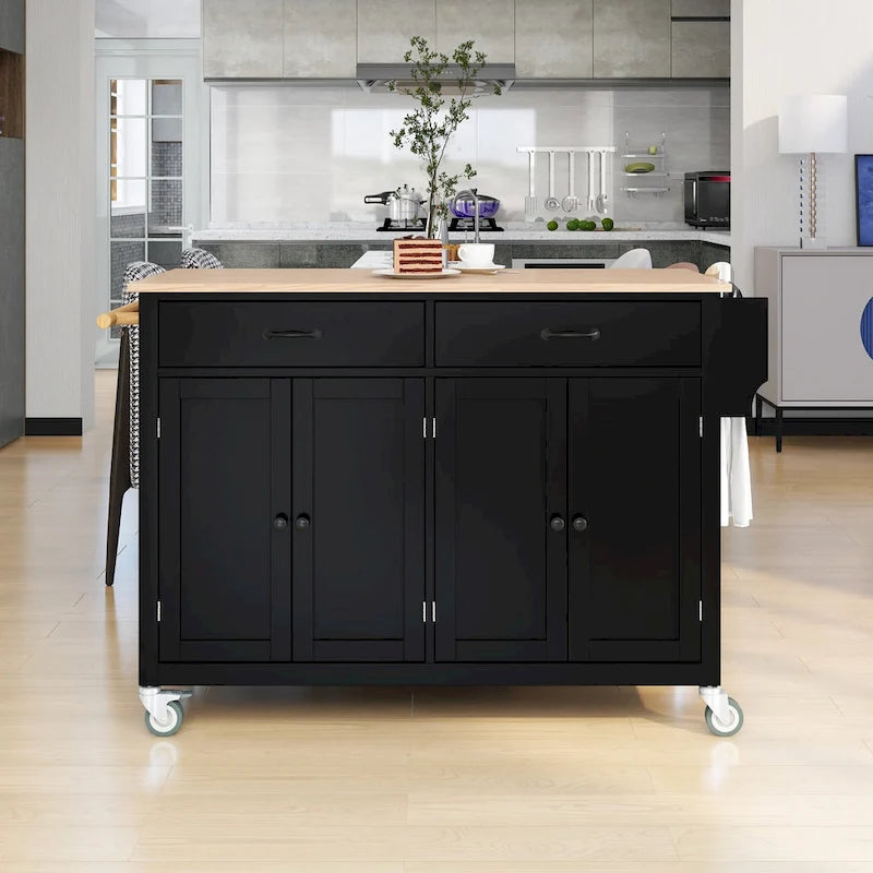 Green / Black / Grey / White Kitchen Island Cart, 4-Door, Single