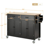 Green / Black / Grey / White Kitchen Island Cart, 4-Door, Single