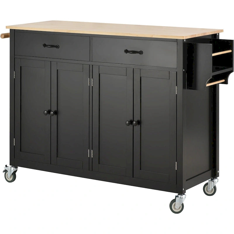 Green / Black / Grey / White Kitchen Island Cart, 4-Door, Single