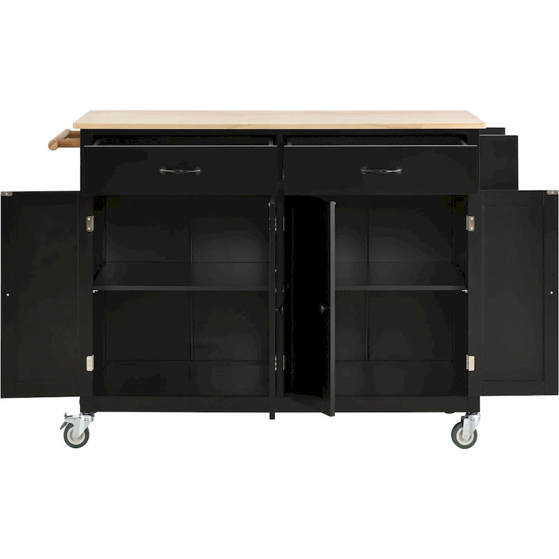 Green / Black / Grey / White Kitchen Island Cart, 4-Door, Single
