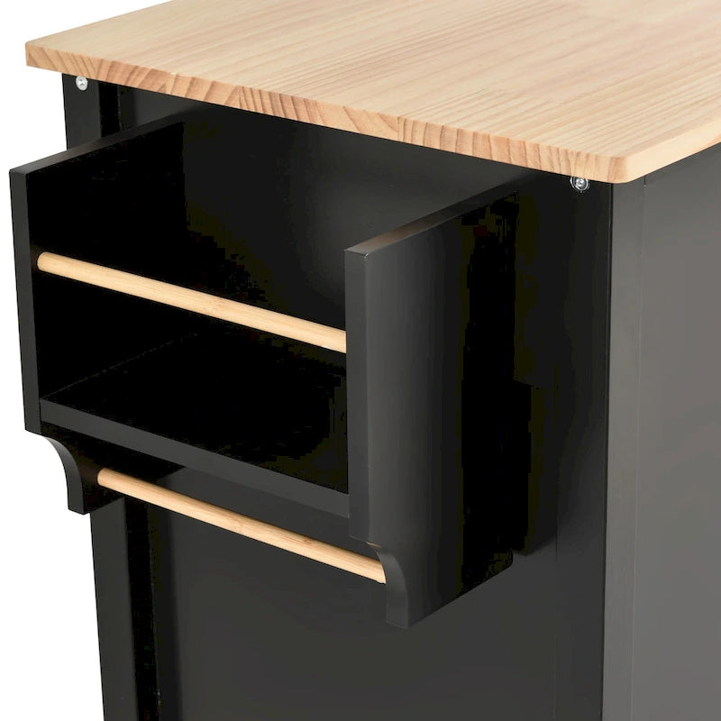 Green / Black / Grey / White Kitchen Island Cart, 4-Door, Single
