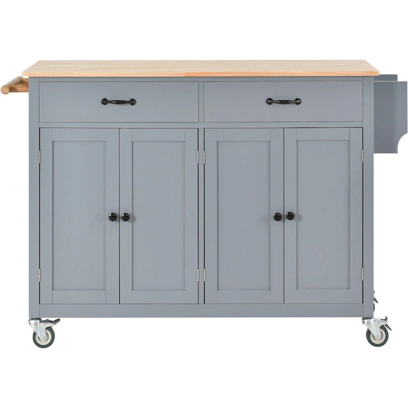 Green / Black / Grey / White Kitchen Island Cart, 4-Door, Single