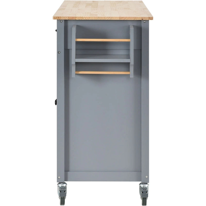 Green / Black / Grey / White Kitchen Island Cart, 4-Door, Single