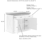 Distressed White Stationary Kitchen Island with Wood Top & 2 Stools