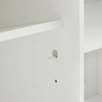 Distressed White Stationary Kitchen Island with Wood Top & 2 Stools
