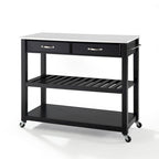 Black Granite Top Kitchen Cart, Single-Person Use