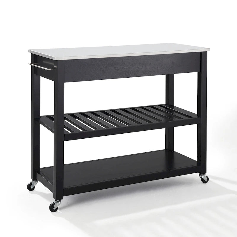 Black Granite Top Kitchen Cart, Single-Person Use