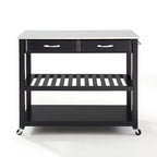 Black Granite Top Kitchen Cart, Single-Person Use