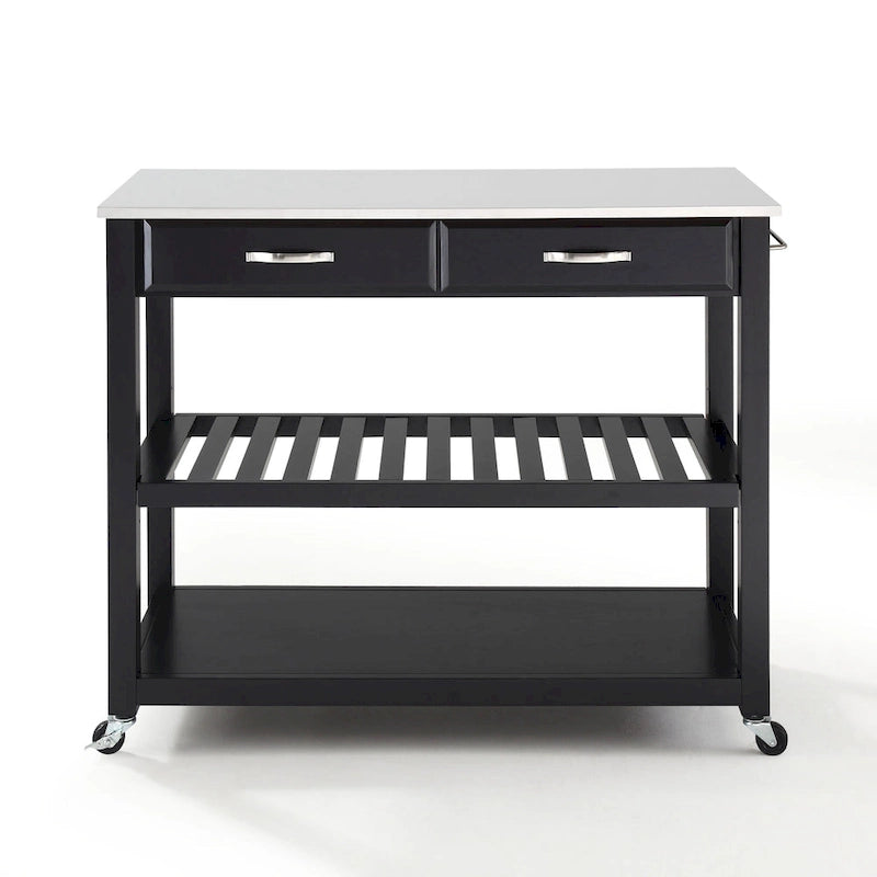 Black Granite Top Kitchen Cart, Single-Person Use