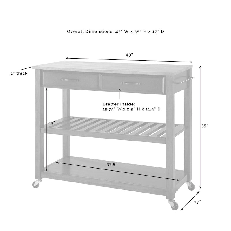 Black Granite Top Kitchen Cart, Single-Person Use