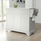 White Granite Top Stationary Kitchen Island – 1 Person
