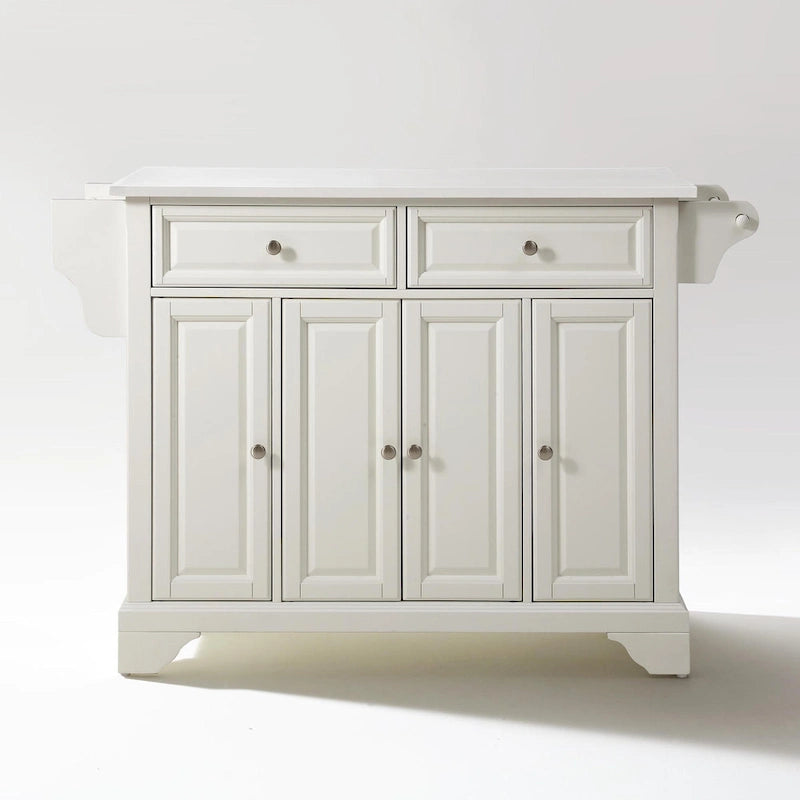 White Granite Top Stationary Kitchen Island – 1 Person