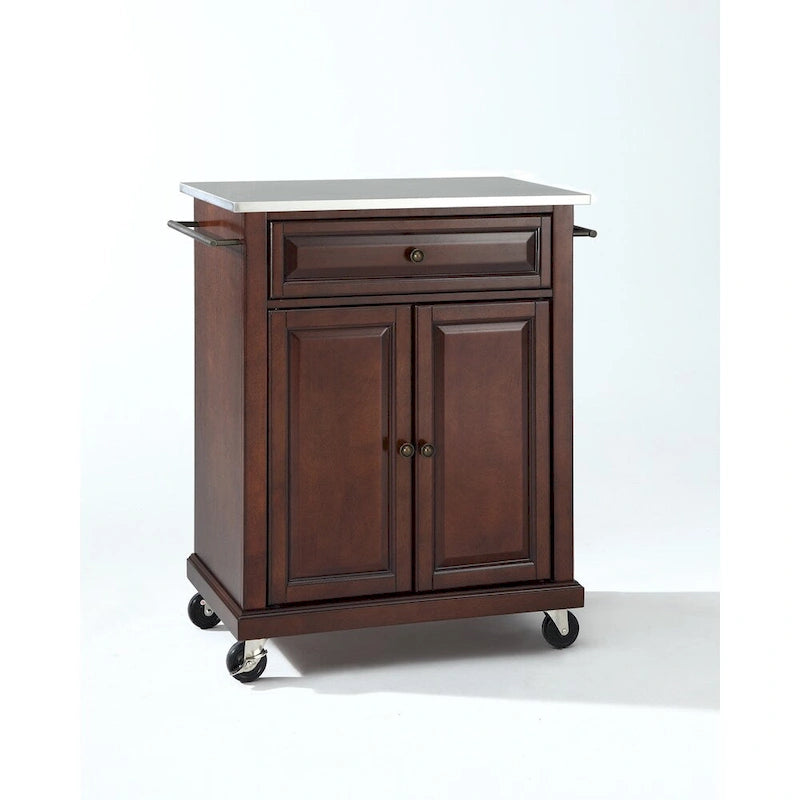 Brown Stainless Steel Top Kitchen Cart – 1 Person