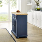 Navy Portable Kitchen Island Cart with Wood Top – 1 Person