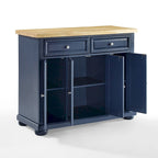 Navy Portable Kitchen Island Cart with Wood Top – 1 Person