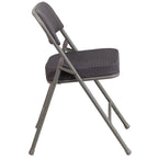 2 Pack Curved Triple Braced & Hinged Fabric Upholstered Metal Folding Chair