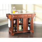 Brown Portable Kitchen Island Cart with Granite Top – 1 Person