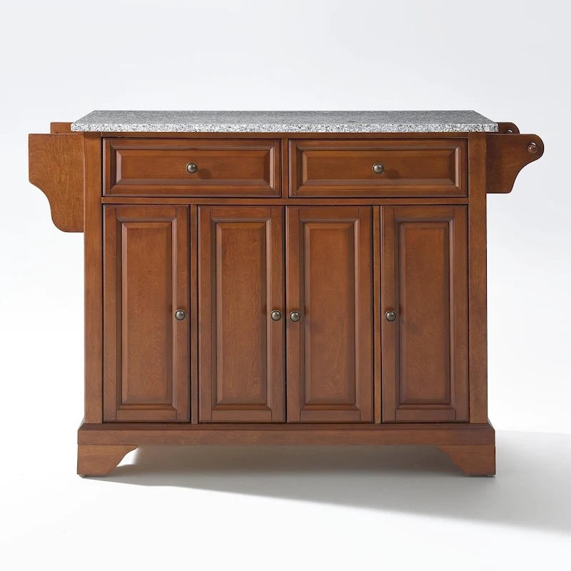 Brown Portable Kitchen Island Cart with Granite Top – 1 Person