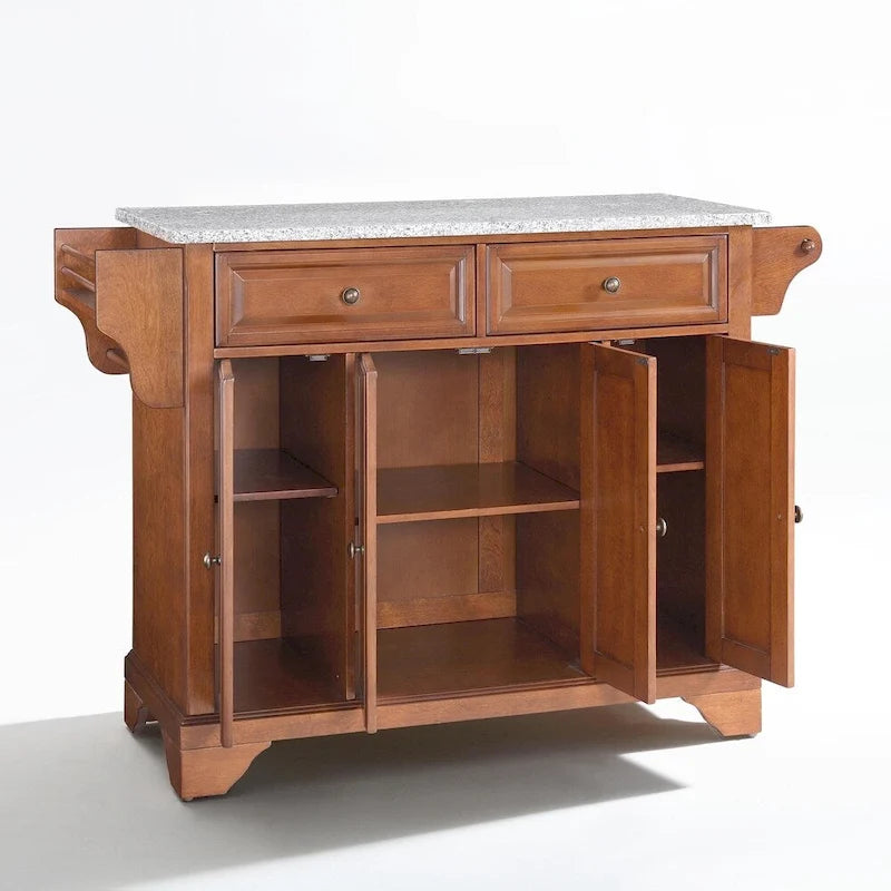 Brown Portable Kitchen Island Cart with Granite Top – 1 Person