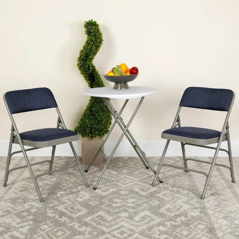 Set of 2 Metal Folding Chairs with Padded Seats