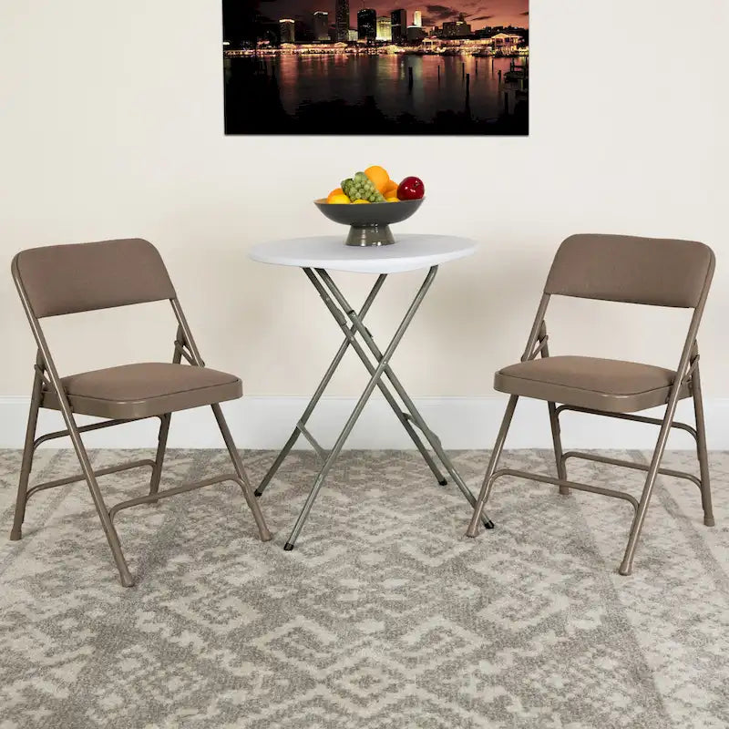 Set of 2 Metal Folding Chairs with Padded Seats