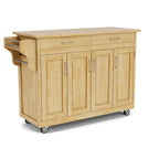 Brown Wood-Top Rolling Kitchen Cart