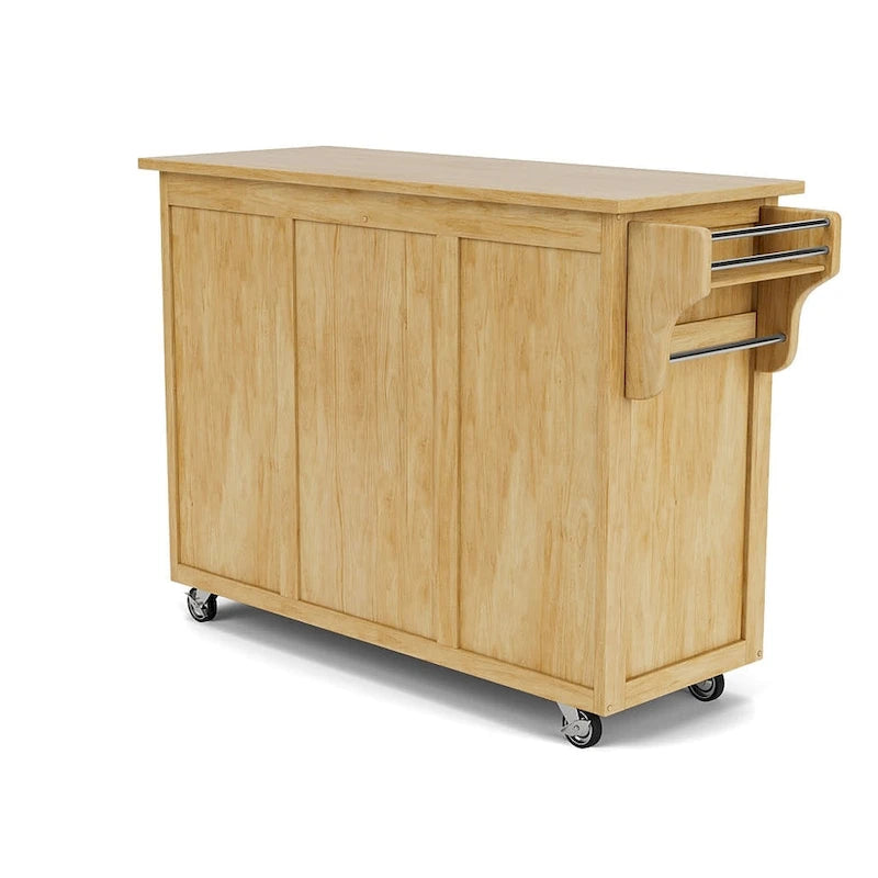 Brown Wood-Top Rolling Kitchen Cart