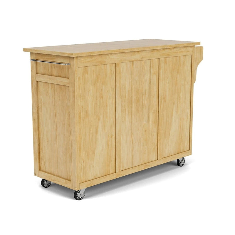 Brown Wood-Top Rolling Kitchen Cart