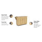 Brown Wood-Top Rolling Kitchen Cart