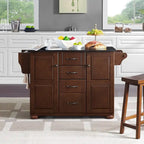 Mahogany Portable Kitchen Island, Wood Top – 18"D x 51.5"W x 35.25"H